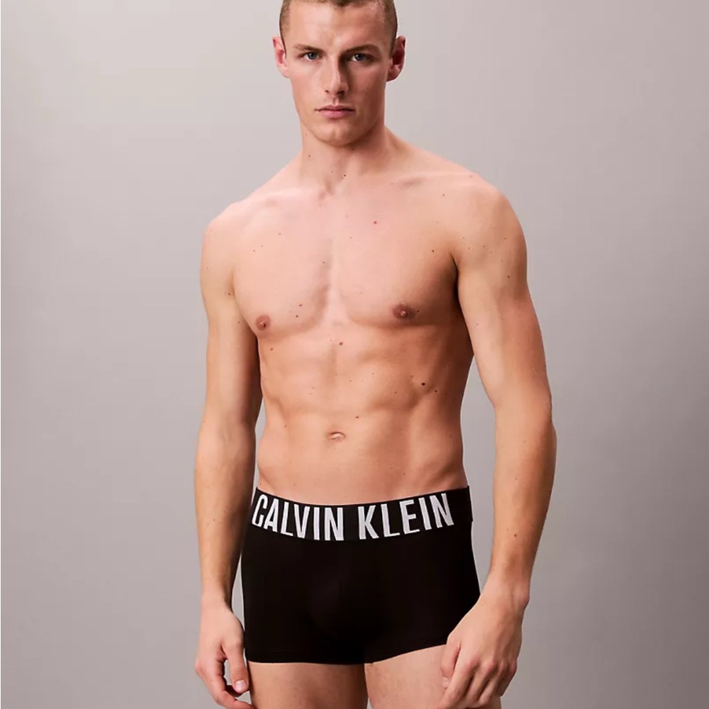 Calvin Klein Microfiber low rise  Trunk - black grey stretch large logo